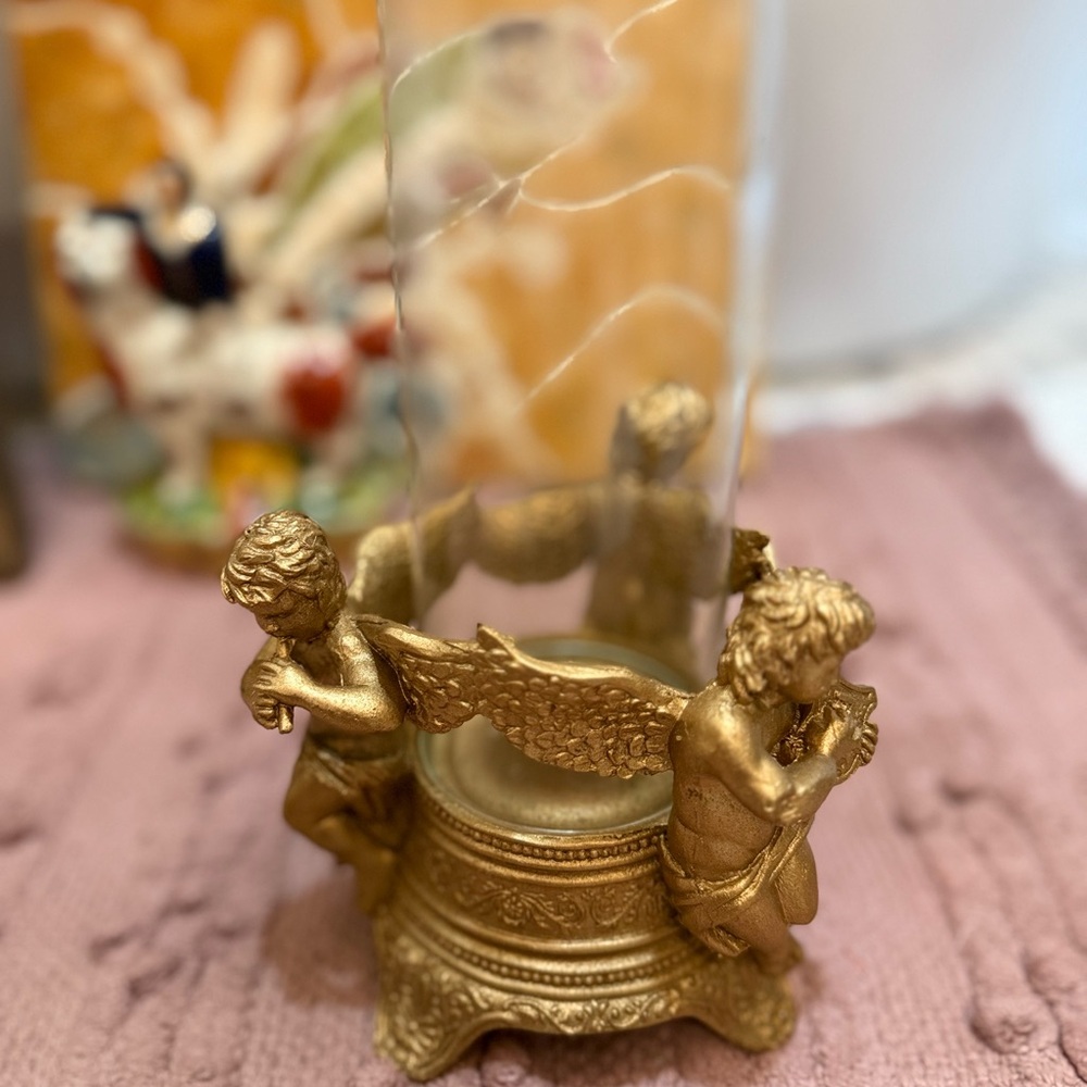 Vintage Elegant Gold Cherub Candle Holder